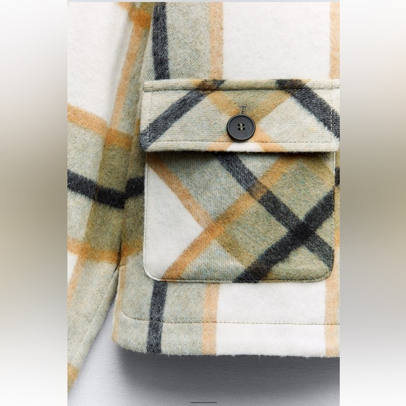 Zara NWT Patch Pocket Plaid Overshirt/Jacket size XL - Picture 8 of 8